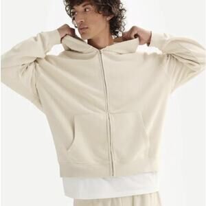 MATE the Label Men's Organic Fleece Zip Hoodie Heather Gray Medium Casual Lounge